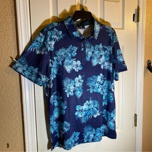 Vincero Mens MEDIUM Polo Shirt Hawaiian Floral Beach Golf Summer Adult Relax Fit
